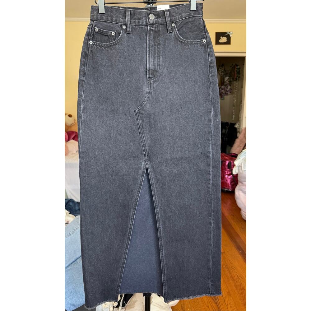Aritzia The '90S Vintage Mid-Rise Pencil Maxi Jean Skirt Size 23W Black #118619